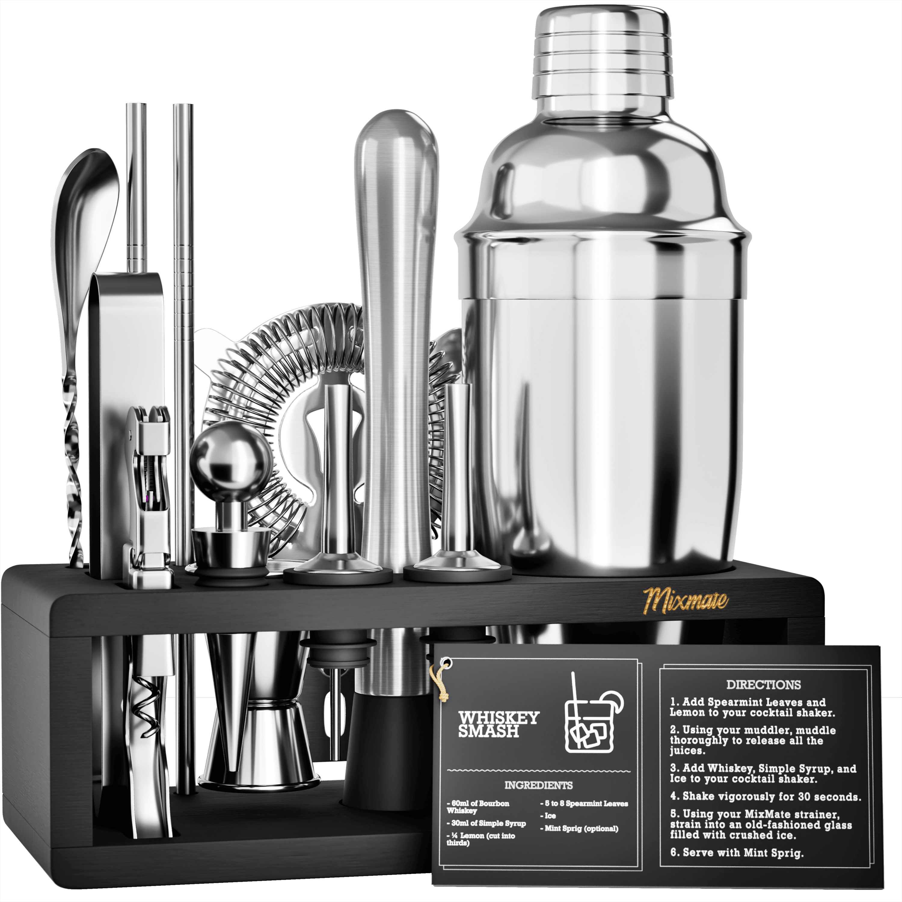 Mixology Bartender Kit with Stand - 15 Piece Bar Tool Set